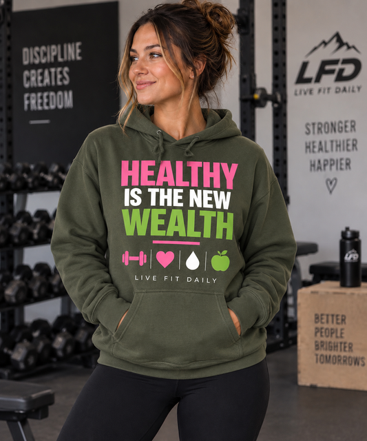 Healthy Is the New Wealth Hoodie — Fitness Motivation Pullover