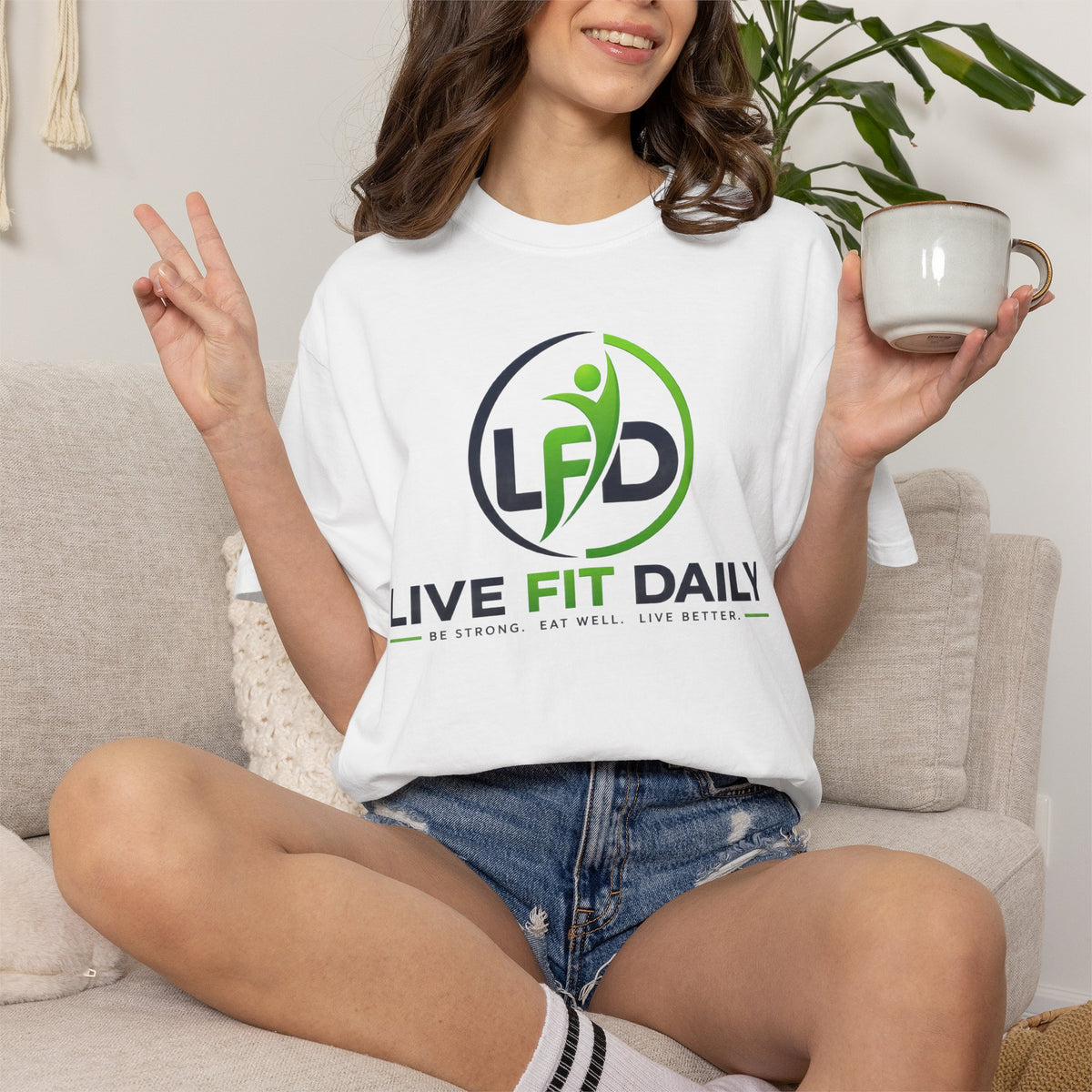 Live Fit Daily T-Shirt — Fitness Logo Tee for Gym & Active Lifestyle