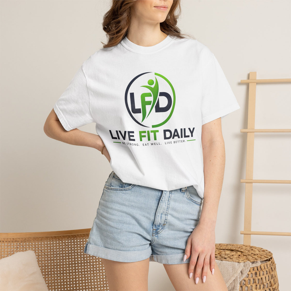 Live Fit Daily T-Shirt — Fitness Logo Tee for Gym & Active Lifestyle
